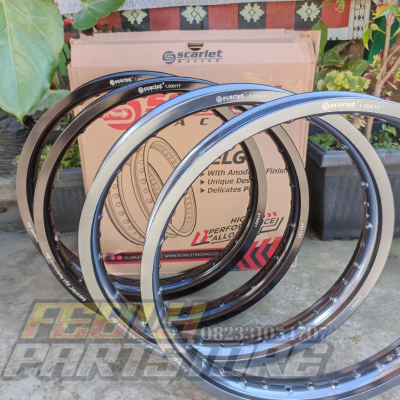 VELG SCARLET RING 17 185 160 VELG SCARLET 17X160 185X17 VELG SCARLET GREY TITANIUM DAN BLACK VELG SC