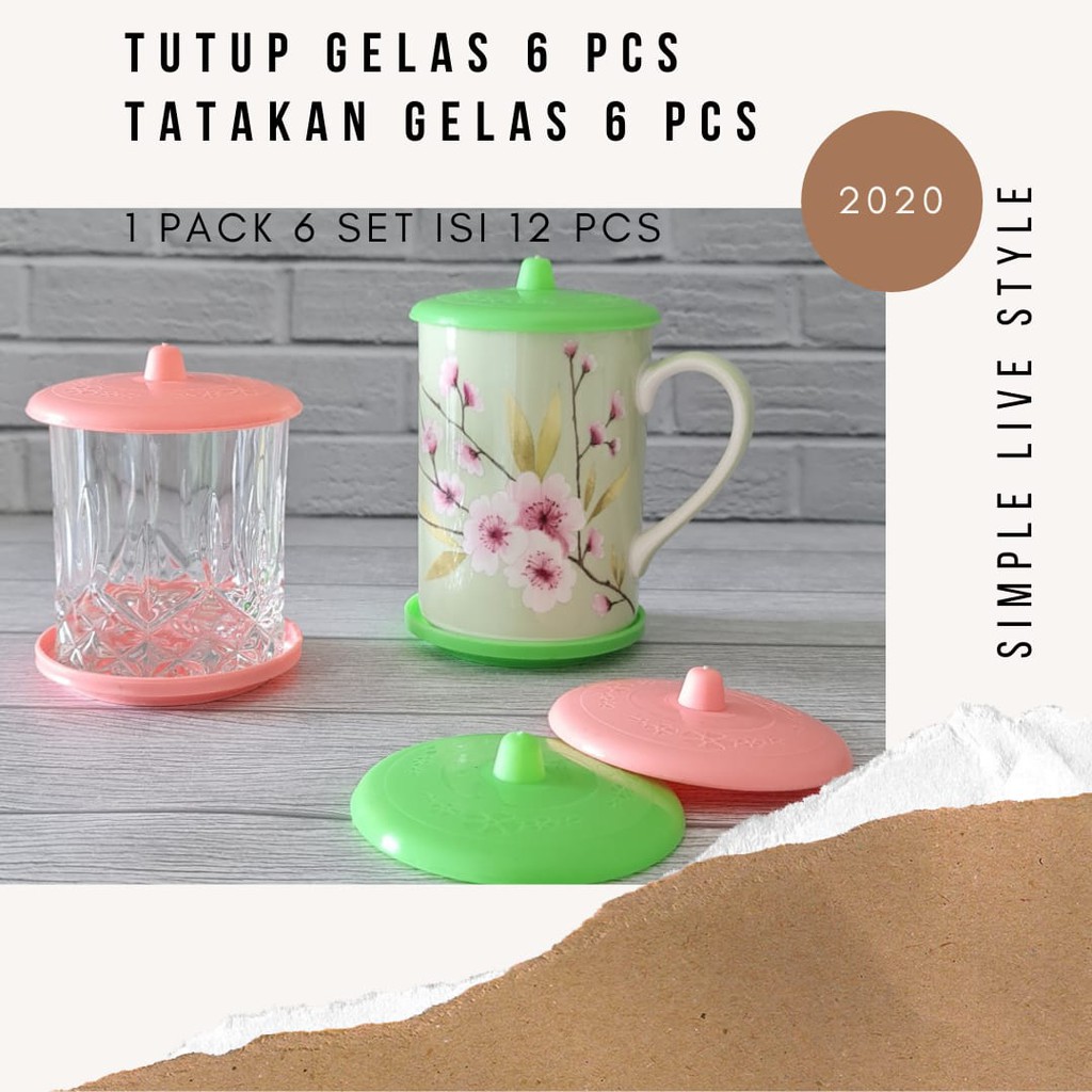 Tutup dan Tatakan Alas Gelas Set 12 Pcs