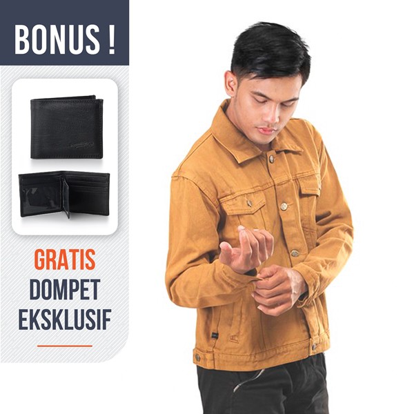 Boro.co SSP 555 Jaket Jeans Pria Warna Coklat