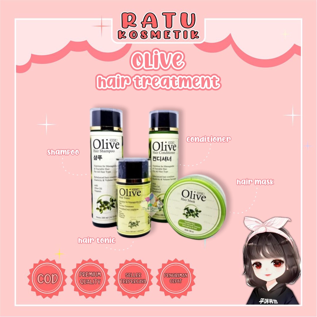❤ RATU ❤ Olive Hair Mask Shampoo Conditioner Oil Kemiri | Serum Black Sampo Co.E (✔️BPOM)
