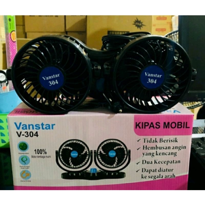 kipas angin mobil double headed Vanstar / kipas angin mobil 24 Volt