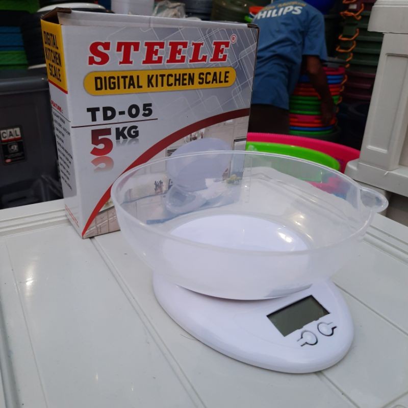 Promo Terbaru!!!Timbangan Digital Kitchen Steele TD-05 Scale 5KG Serbaguna Desain Elegan Dilengkapi Dengan Mangkok Plastik Tidak Mudah Pecah