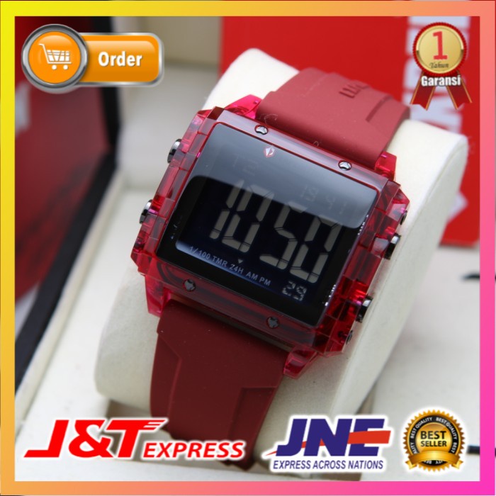 JAM TANGAN EXPEDITION WANITA CEWEK ORIGINAL ORI BRANDED  DIGITAL EXP E6817 RED CLEAR