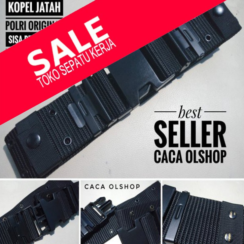 TSK ARMYJAYAABADI Kopel Jatah TNI POLRI Original Klik Komando Tactical Blackhwak Hitam kuningan asli