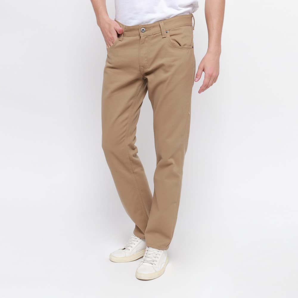 jeans keren bgt!!! - Edwin Celana Jeans Milan-018 Regular Fit Pria Panjang Khaky - Cokelat Muda, 28
