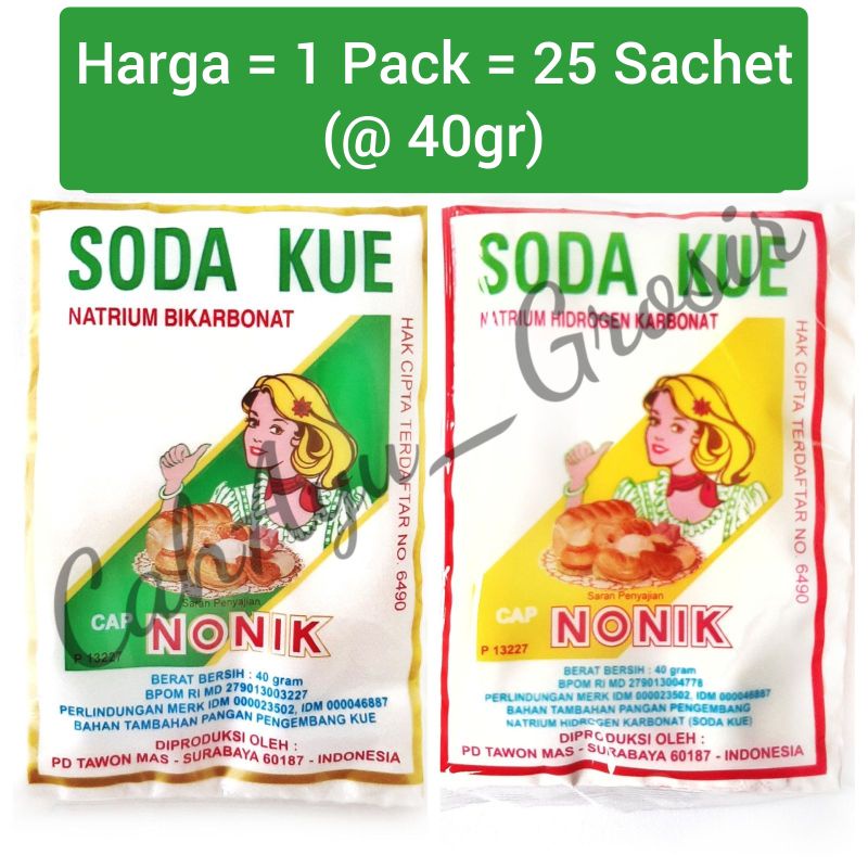 

Soda Kue cap Nonik 40gr (1 Pack = isi 25) - Baking Soda