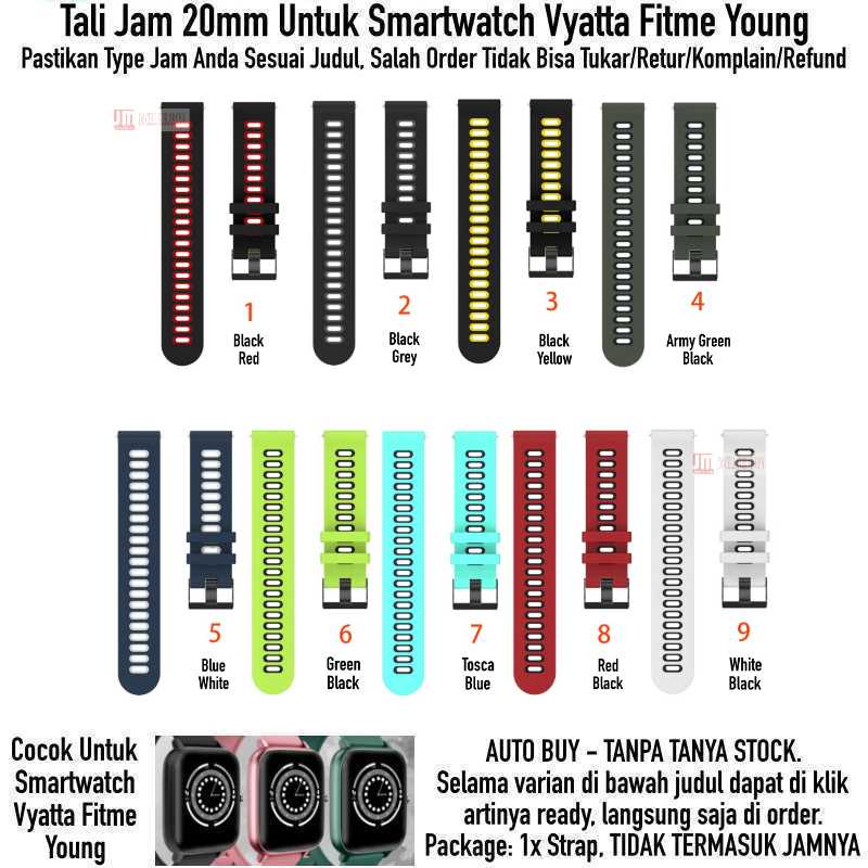 Dual Tone Watch Strap Vyatta Fitme Young - Tali Jam Tangan 20mm Rubber Silikon