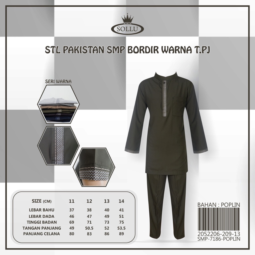 Kurta Pakistan Premium Set SOLLU SMP | Kurta Set Stelan Umroh Pakistan Pria Muslim Bahan Katun