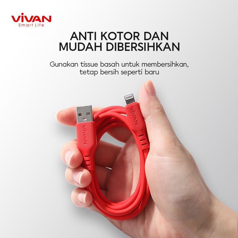 Kabel Data iPhone Lightning 2.4A VIVAN VSL100 Quick Charge 1M - Garansi Resmi 1 Tahun