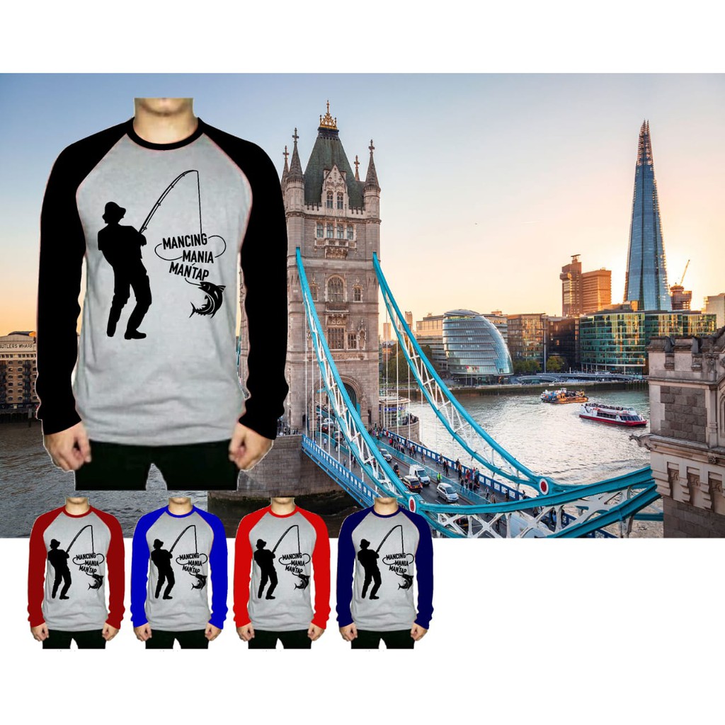 kaos LENGAN PANJANG PRIA MANCING MANIA MANTAP  /  BAJU COWOK LENGAN PANJANG mania MANCING OBLONG