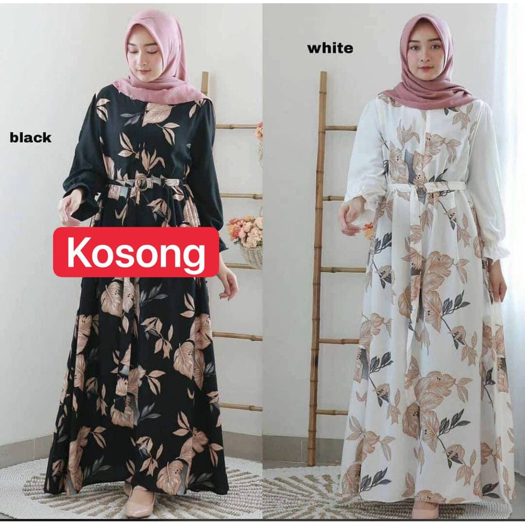 Sybil Kailena Dress Wanita Rayon Viscose Gamis Terbaru Lengan Panjang Baju Muslim Kekinian LD 105 cm