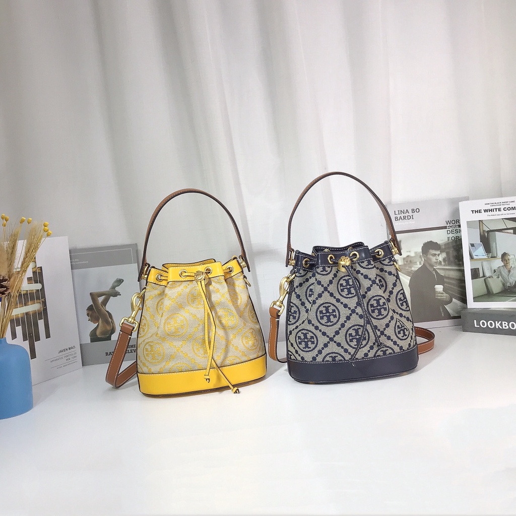 TB tory burch TAS Monogram T Jacquard Bucket Bag