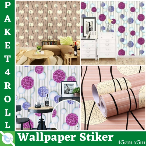 BISA COD - PROMO PAKET WALLPAPER 4ROLL ( BUY 3 GET 1 FREE ) - Walpaper Sticker Dinding Kamar Tidur Promo Murah / WallpaperTERMURAH BAHAN PVC PREMIUM HIGH QUALITY MOTIF FIREE BALL MODERN BEST SELLER - GH086