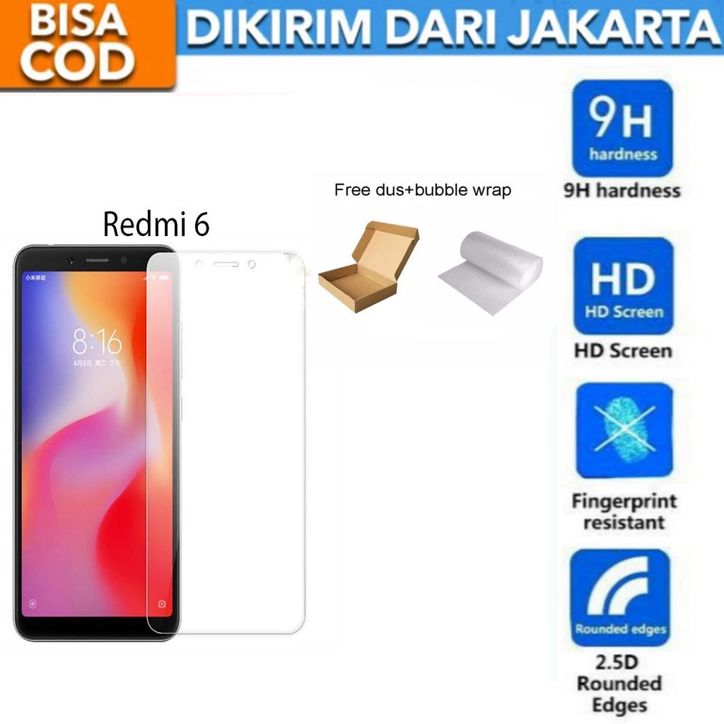 Xiaomi Redmi 6 Tempered Glass Screen Protector Anti Gores