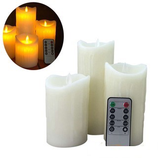 Lilin Bahan Wax Lilin Asli Lilin Valentin Valentine Lilin Natal Christmas Malam Kudus Lilin Besar Goyang Elektrik dengan Remote (3pcs)