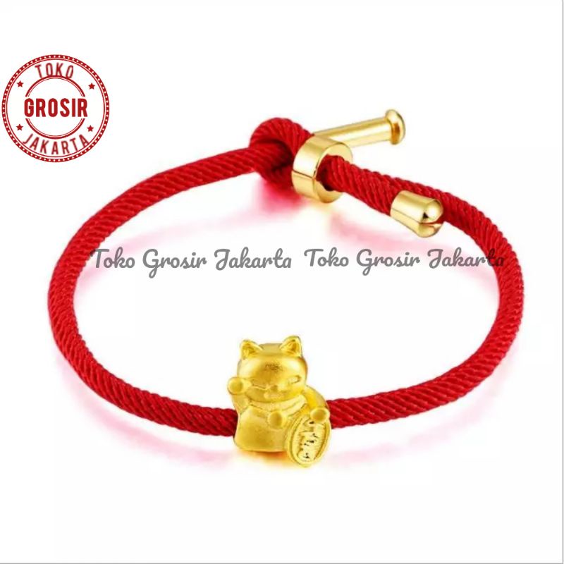 COD✅ Gelang Tali Wanita Liontin Lucky Cat Gelang Tali Serut