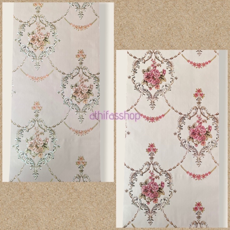 Wallpaper Dinding Motif BUNGA BATIK PINK SALEM