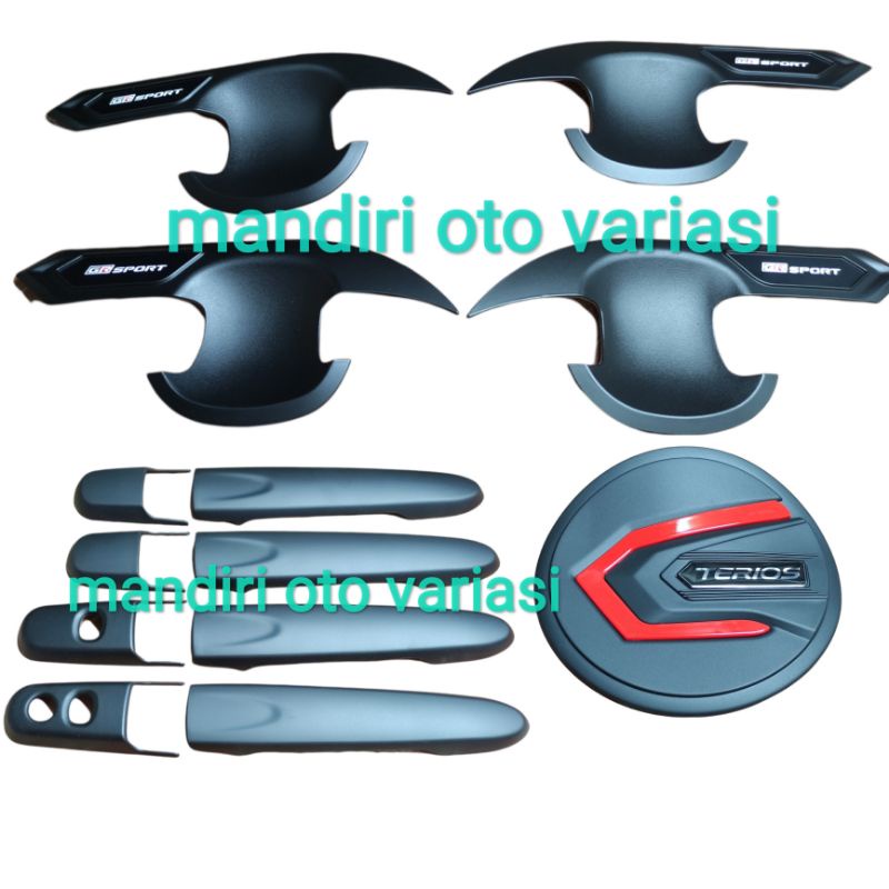 Paket outer handle tank cover lis merah all new terios 2021 GR Sport outer handle keyless hitam vari
