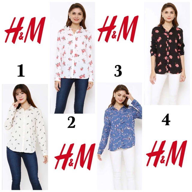 H&M kemeja panjang viscose - flower