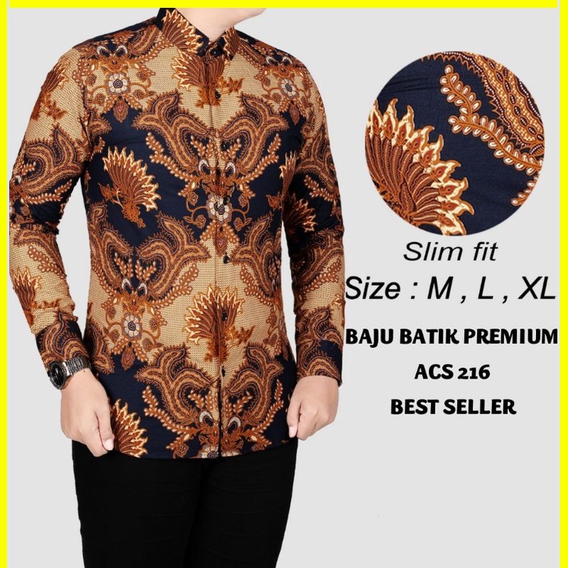 BAJU BATIK PRIA SLIM FIT MODERN LENGAN PANJANG  BATIK SLIMFIT LB106 PREMIUM KEMEJA BLD PENDEK JAKARTA PLATINUM