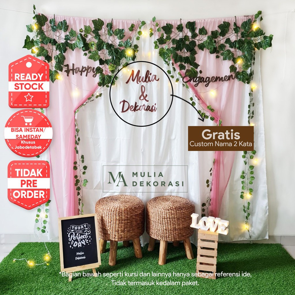 Dekorasi Lamaran Tunangan Backdrop Nikahan PhotoBooth DIY Akad Nikah Aqiqah Khitan Paket Mulia AA