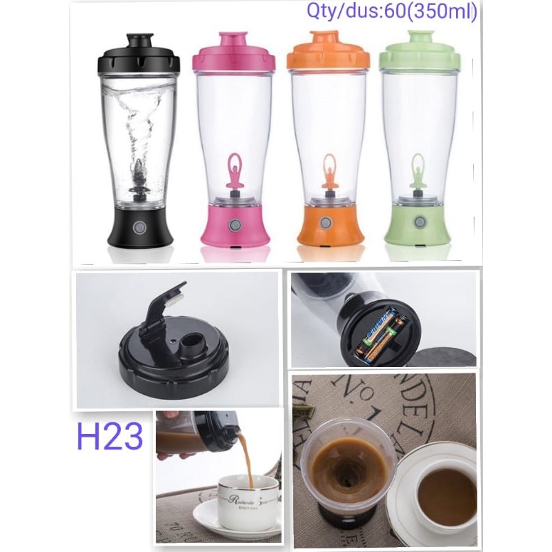 H23 Botol Aduk Otomatis Skinny Moo Mixer 350ml / Self Stirring Mug Bottle / Gelas Mixer (H-23)