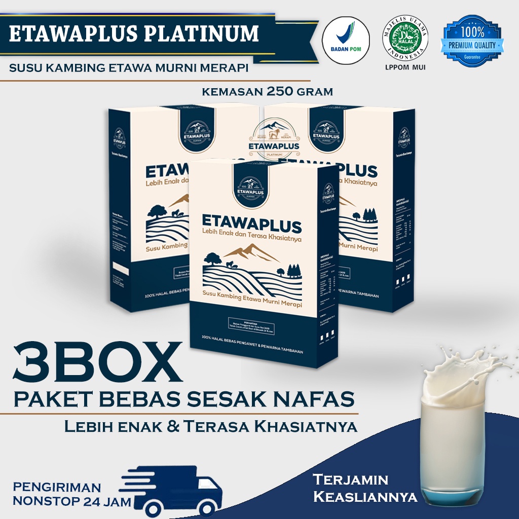 Etawaplus Kolostrum / PAKET HEMAT 3BOX 750gram /Etawa platinum/Susu Etawaplus/Skyagoat / Gomars / Susu kambing Platinum / Susu kambing premium / susu kambing bubuk / Susu etawa bubuk / Susu etawa kemasan 250gram