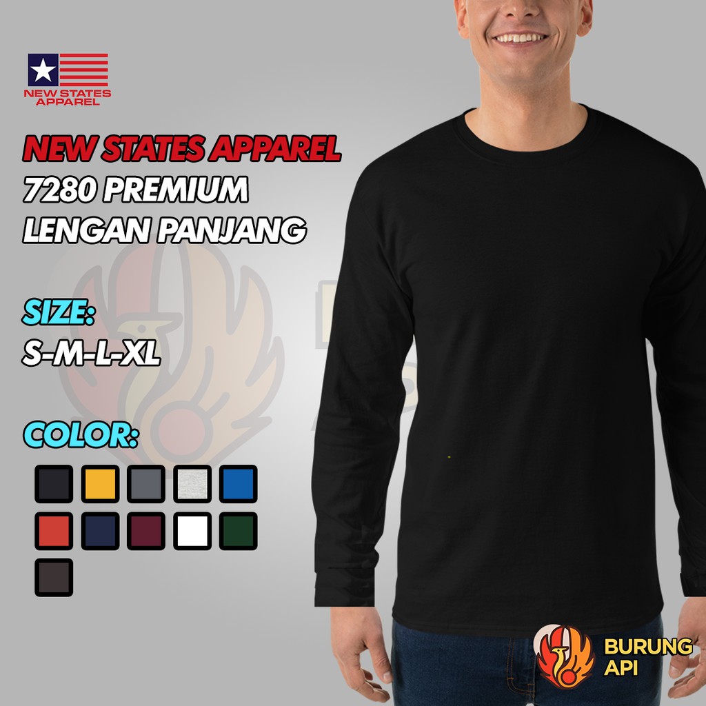 Kaos Polos NSA 7280 Premium Lengan Panjang Original S M L XL
