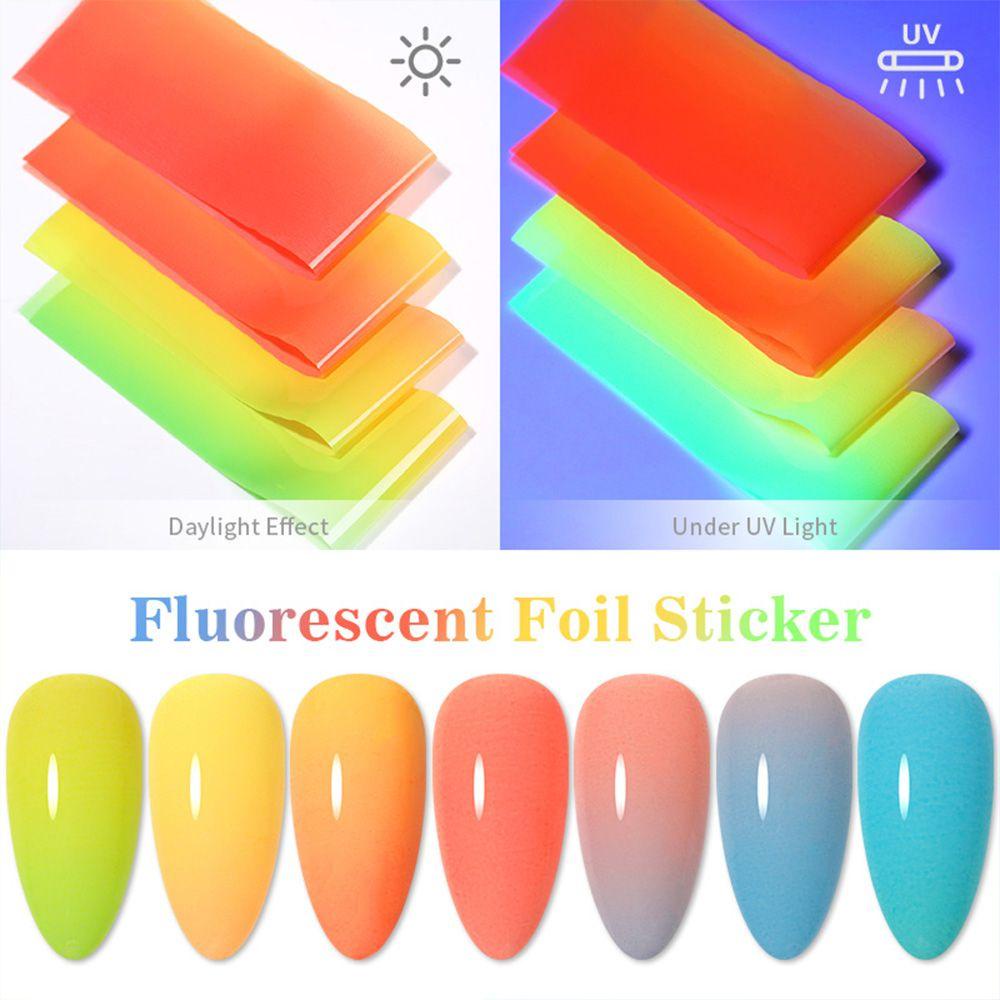 MXBEAUTY Neon Stiker Nail Art DIY 4*100cm Dekorasi Kuku Manicure Hologram Nail Art Foils