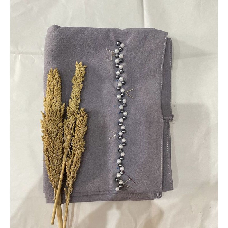 Pashmina Tali Instan Payet Diamond Strech Elastis Premium Pasmina Pesta Bando Swarosky Realpict Original PashminaPesta-Silver