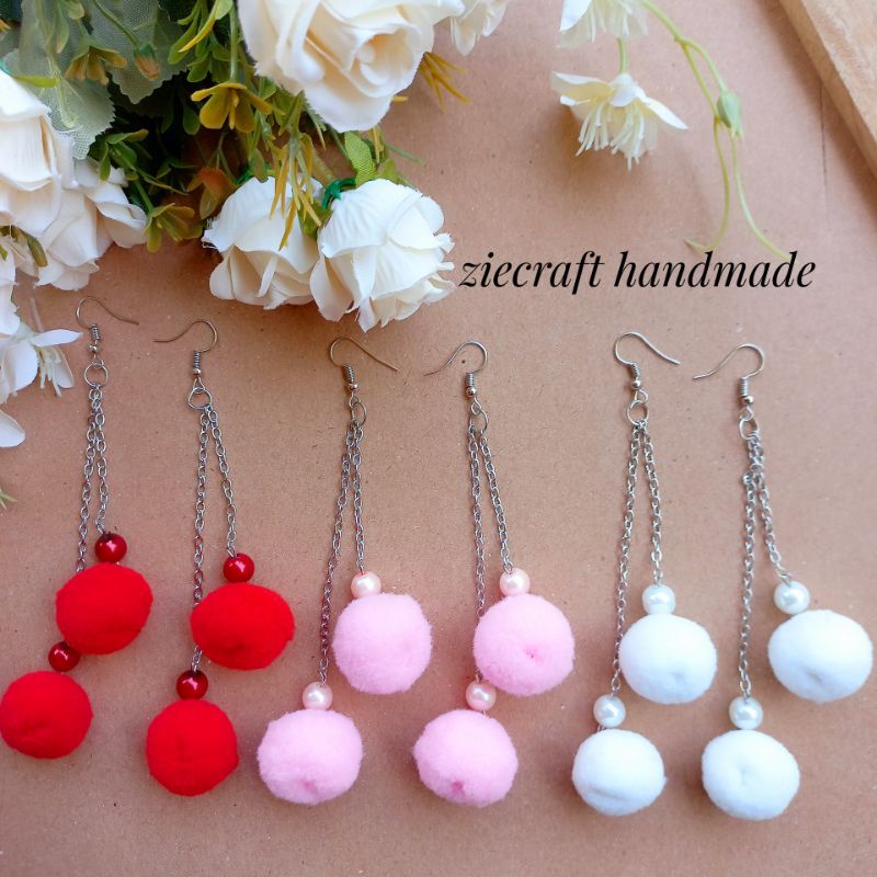 Anting Hook Anting Pompom Anting Mutiara Simple