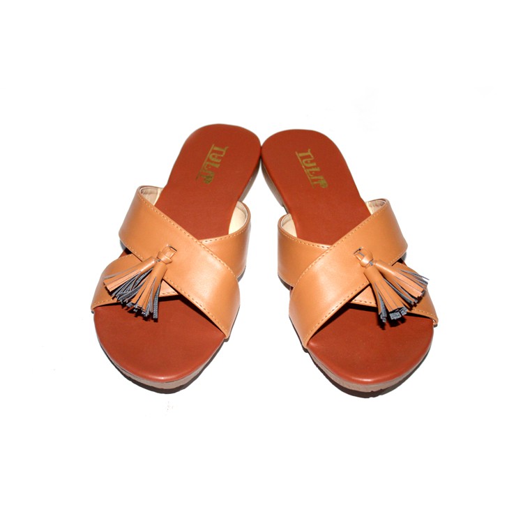 woman flat sandal sendal wanita teplek silang aksen rumbai (1D2) fse091