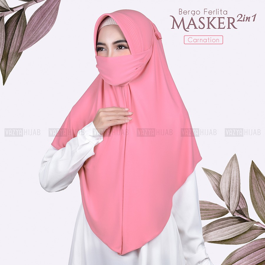 Hijab Instant Bergo Ferlita Masker 2in1-Carnation