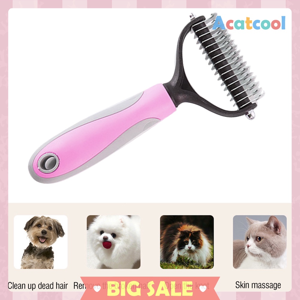 Hair Removal Comb for Dogs Cat Double-sided Detangler Dematting Pet Brush