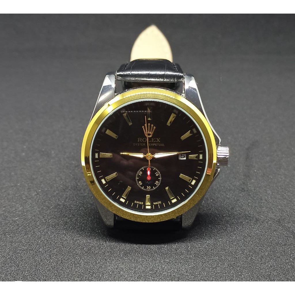 Jam Tangan Pria Rolex Automatic  Second Bawah Aktif Tali  Kulit | Jam Tangan Murah
