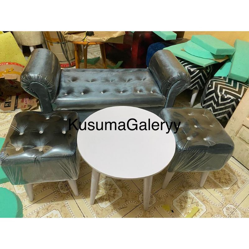 1 SET Sofa Panjang + Stool + Meja