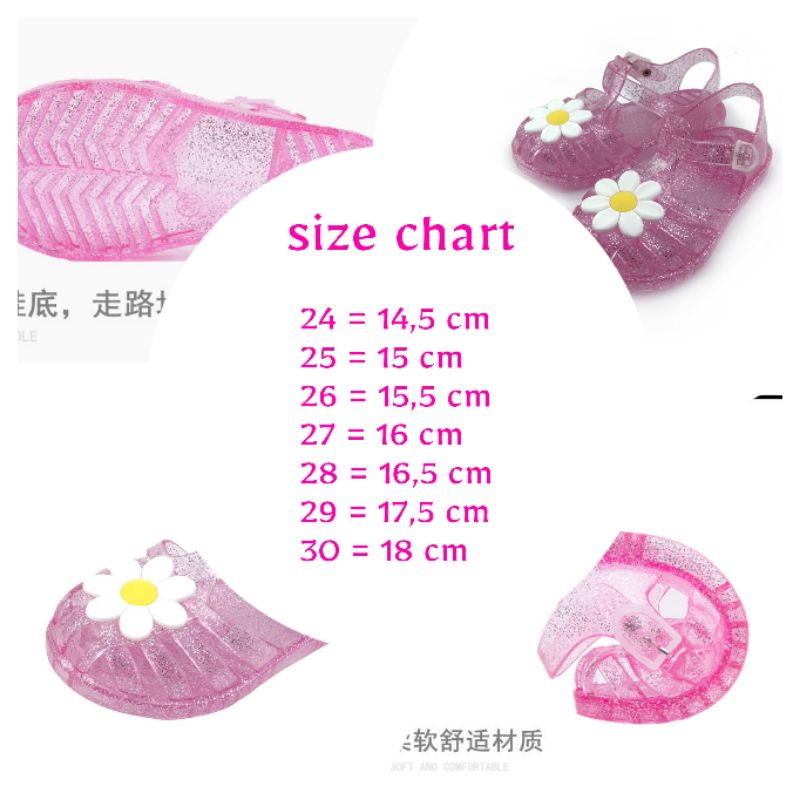 Jelly flower kids size 24-30/jelly shoes kids/sandal anak import/sandal anak karet/sandal sepatu anak jelly/jelly shoes kids/sepatu sandal slippers/sepatu sandal couple mom and kids