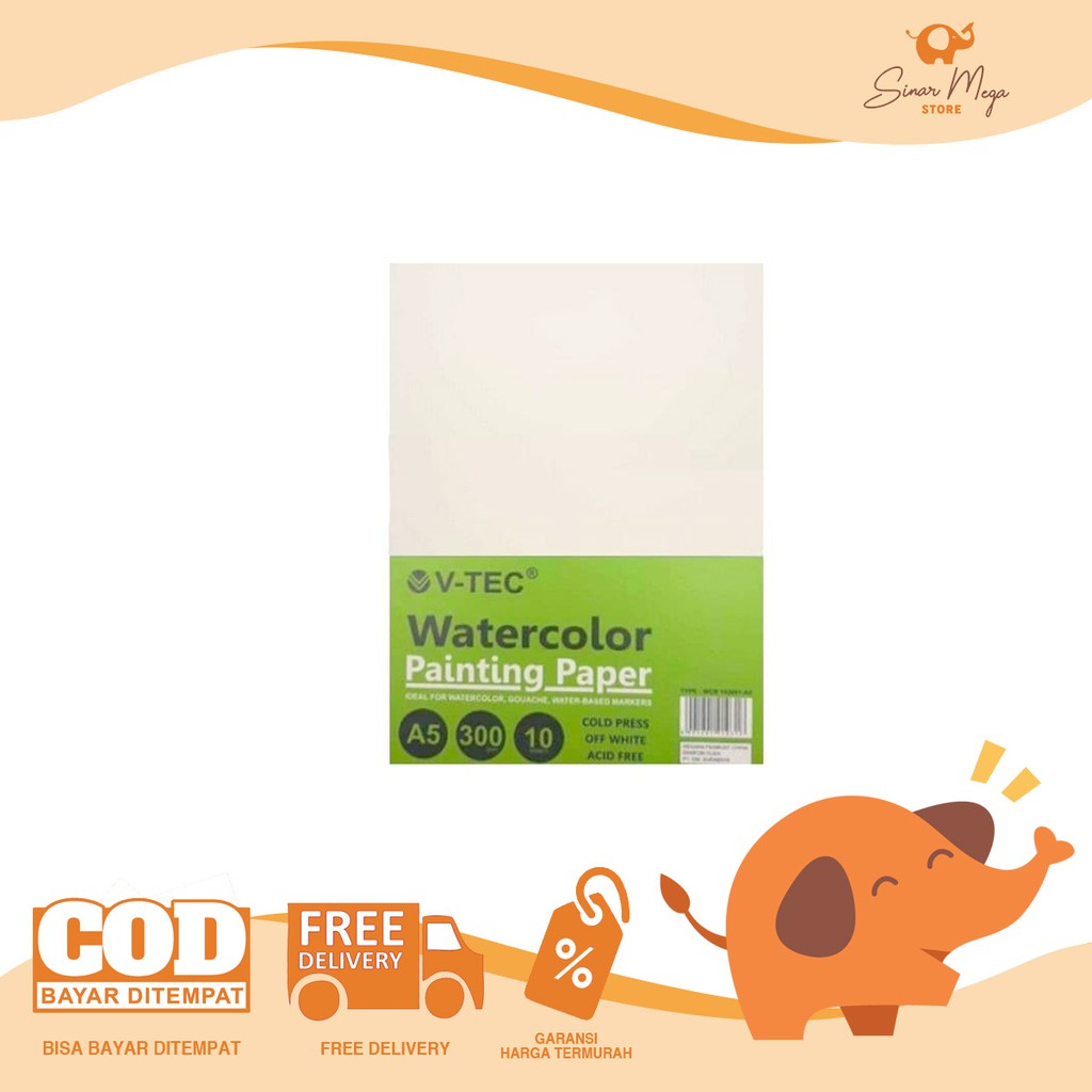 

V-Tec VTec Watercolor Painting Paper A5 300gsm / Kertas Buku Gambar Cat Air Murah Berkualitas
