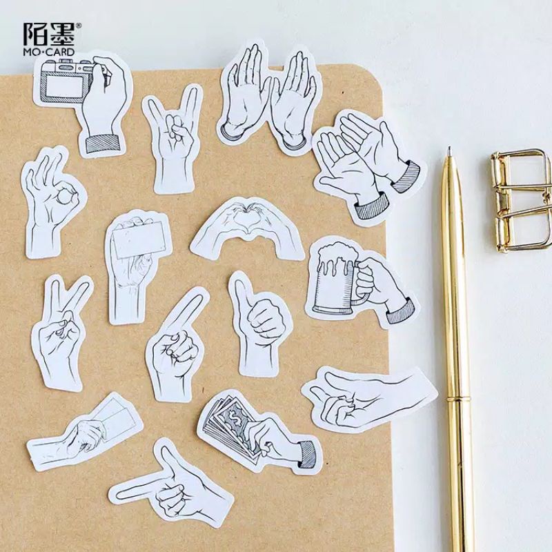 

45 PCS STICKER AESTHETIC DECO BOX TUMBLR WARNA HITAM DAN PUTIH