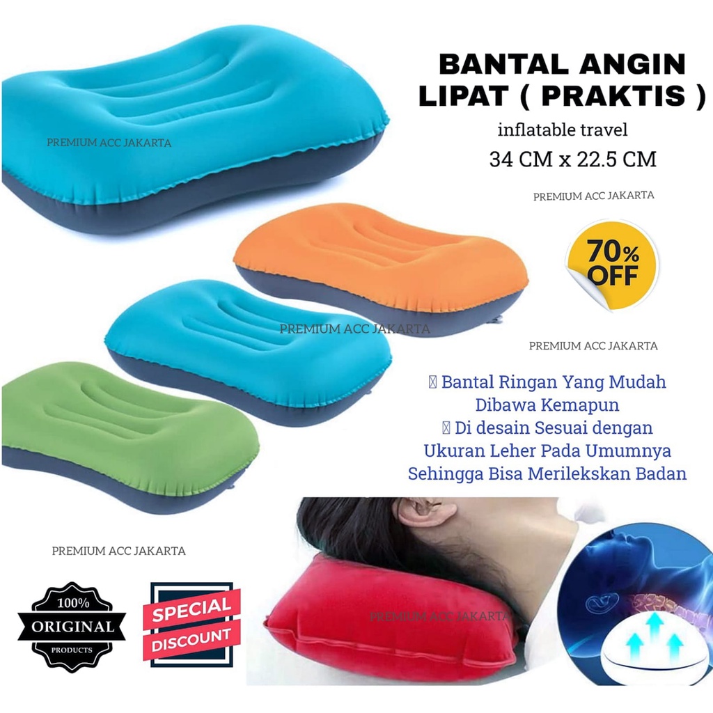 Bantal Lipat Bantal Tidur Premium Inflatable Travel 34 x 22.5CM / Bantal Pillow