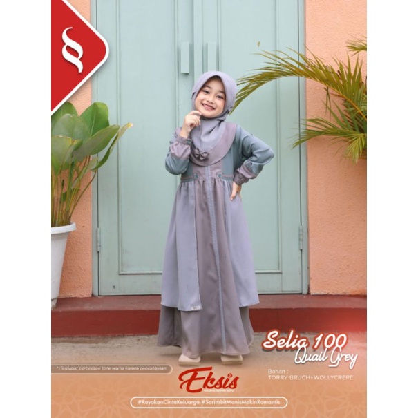 Gamis Anak Selia 100 dan kliko 97 eksis 170 Quail Grey