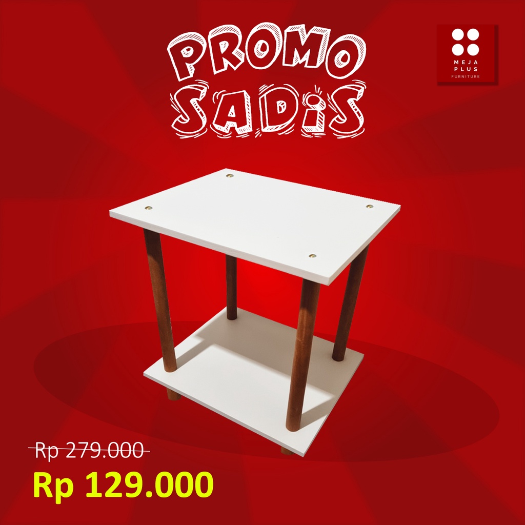 Meja Sudut Minimalis Side Table Modern Minimalis 2 Susun - Putih