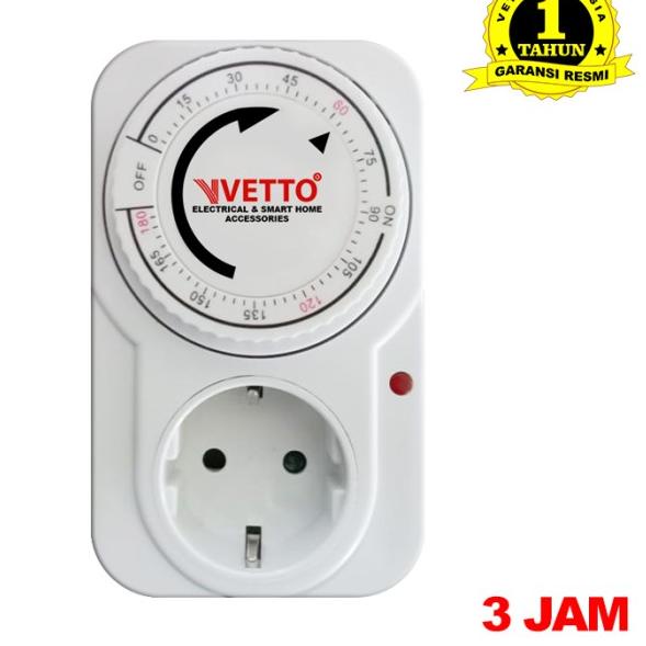 ❂ VETTO Stop Kontak Timer Analog - 3 Jam ☆