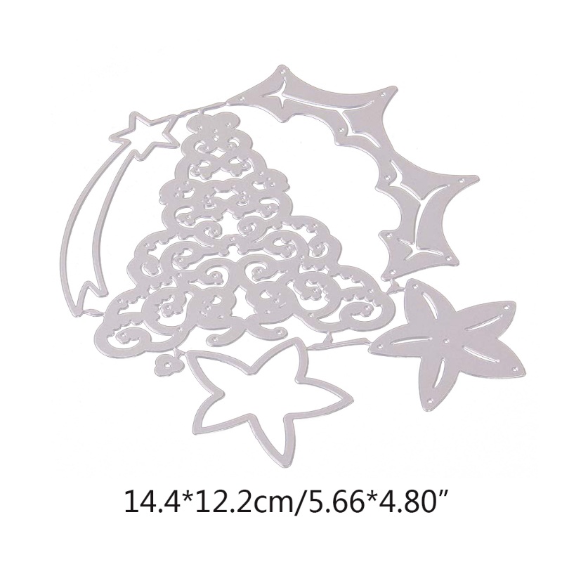 Cetakan Stensil Cutting Dies Motif Pohon Natal Bahan Metal Untuk Scrapbook / Craft Diy