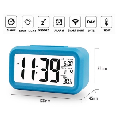 Jam Meja Digital / Jam Weker Pintar / Digital Smart Alarm Clock -  Lampu LED Sensor Temperatur / Jam Weker Pintar