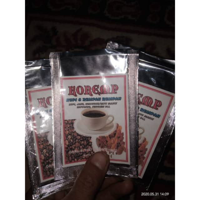 

KOREMP. (KOPI & REMPAH2) 1 pack isi 20 bungkus @ 20 gram.GRATIS ONGKIR dengan pembelian 3 pack