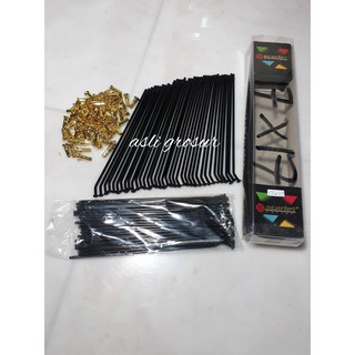 JARI-JARI RUJI BLACK SUPER MOTO KLX-TRALL-CFR-Cross 1set Depan Belakang