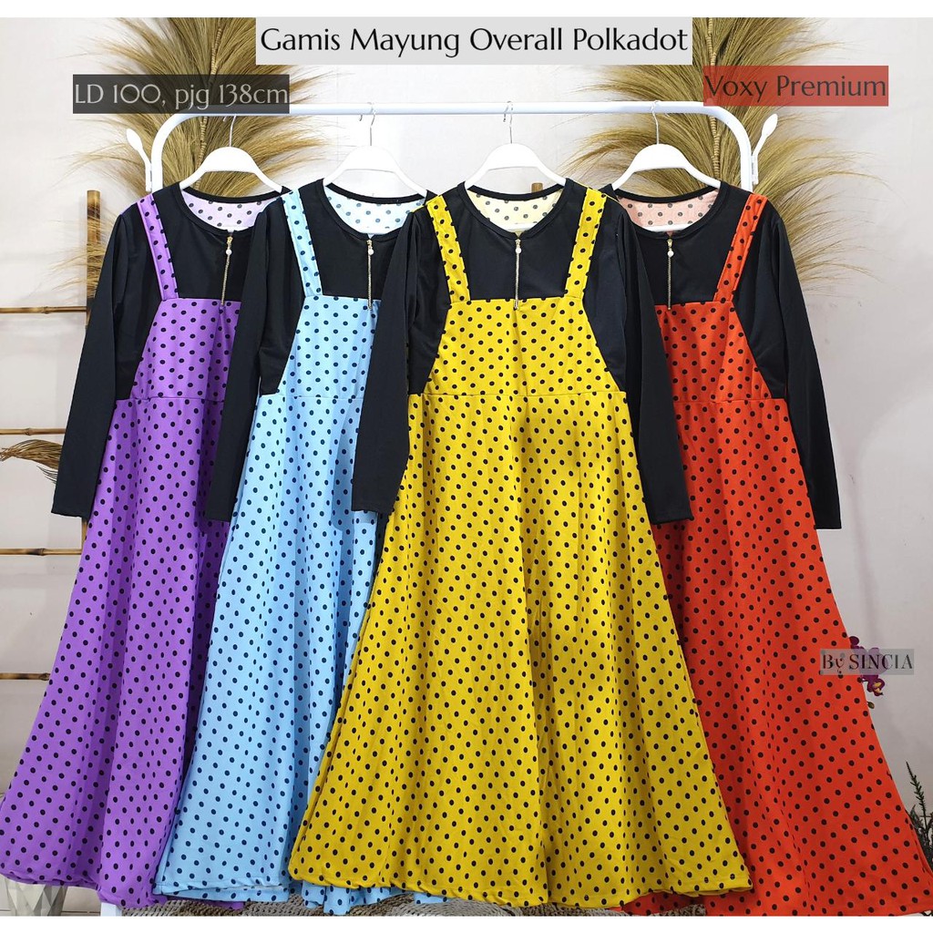 Gamis mayung busui overall polkadot bahan voxy premium merk sincia