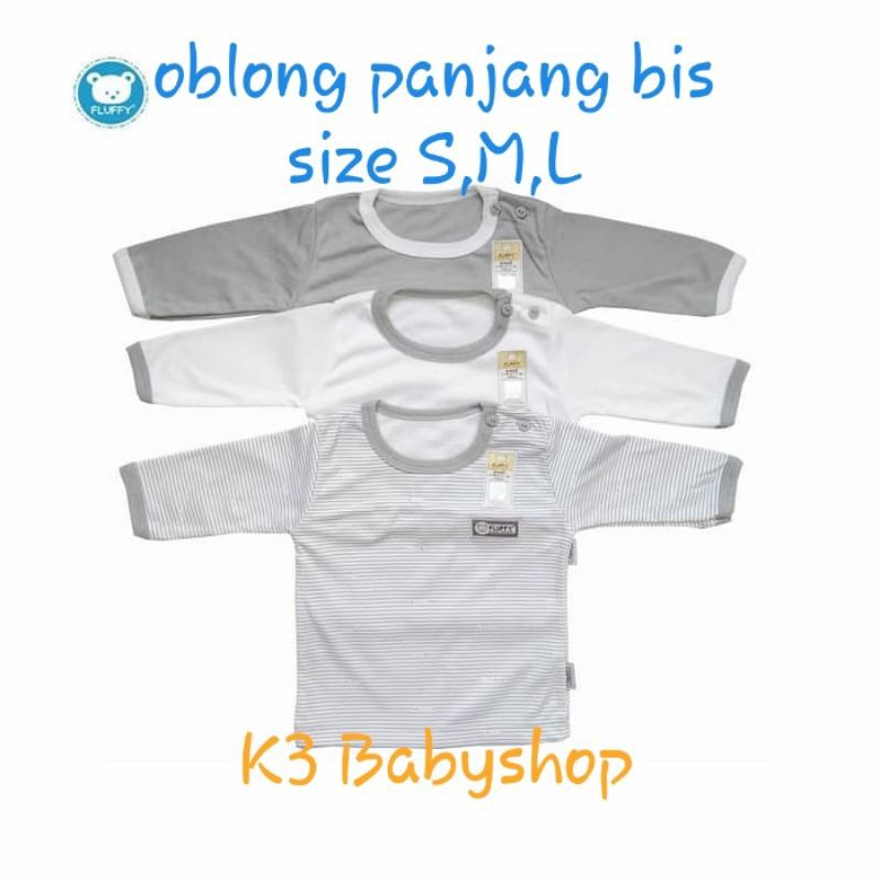 Oblong Panjang Bis Rib Fluffy seri abu grey putih white kaos bayi baju piyama anak SNI