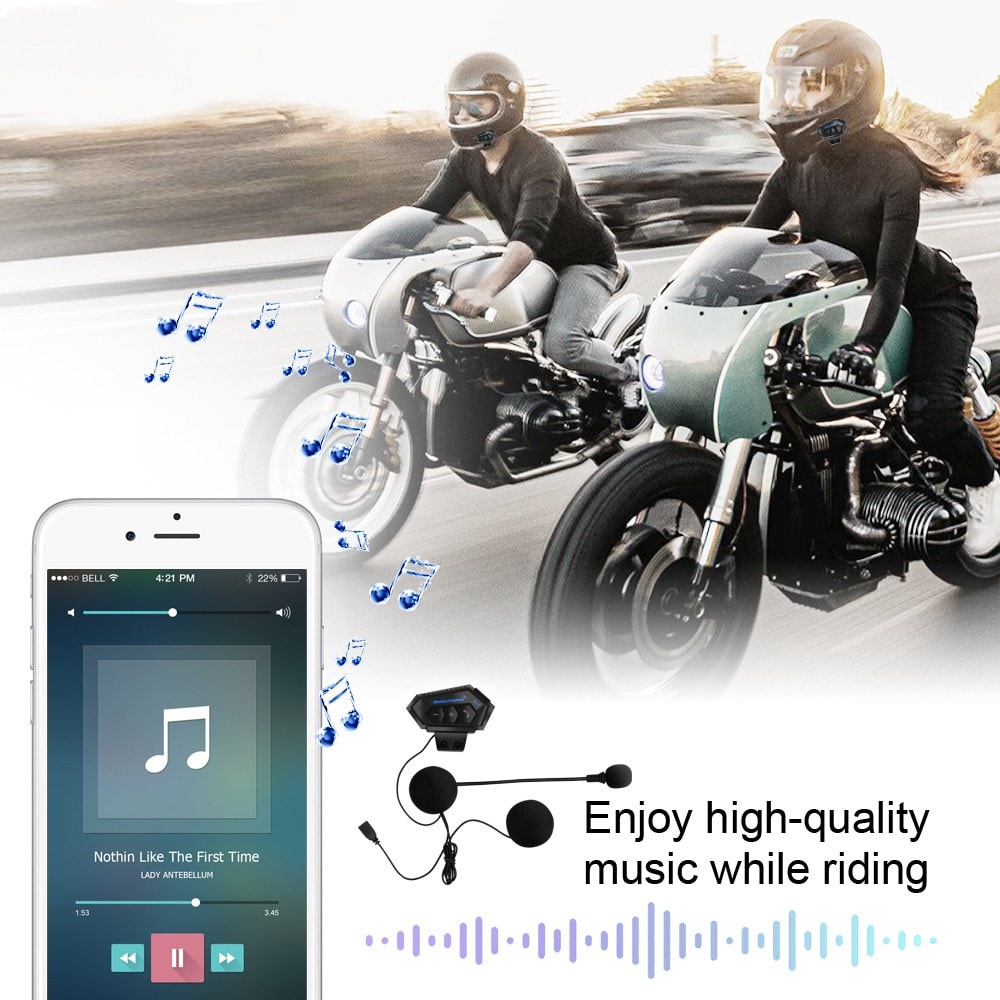 2022 Baru Pro Wireless Helm Headset BT-12 Bluetooth 5.0 Alternative Intercom Motor Earphone Kompatibel Dengan Semua Helm-5